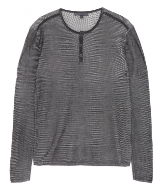 T-SHIRTS - PLATED LONG SLEEVE HENLEY SWEATER