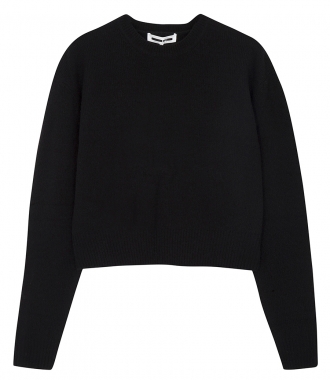 KNITWEAR - CASHMERE BLEND CREWNECK CROPPED PULLOVER