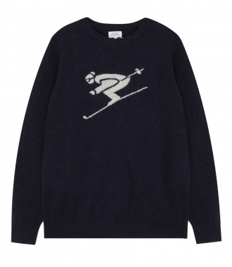 SALES - SKIER  PRINT CREWNECK KNITTED PULLOVER