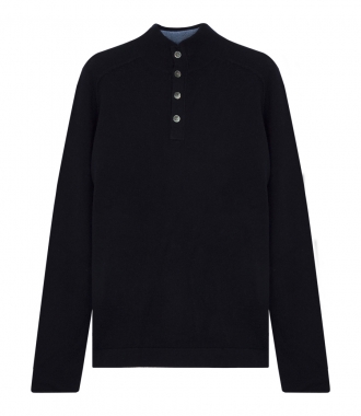 KNITWEAR - BUTTONED HIGHNECK COLLAR PULLOVER