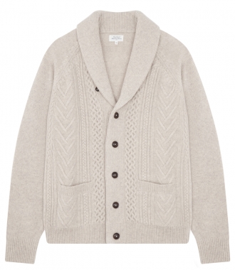 CLOTHES - CABLE SHAWL COLLAR CARDIGAN