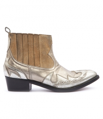BOOTS - CLARA COWBOY METALLIC ANKLE BOOTS