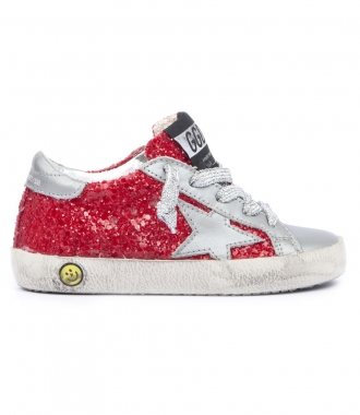 SNEAKERS - SUPERSTAR GLITTER APPLIQUED LEATHER SNEAKERS