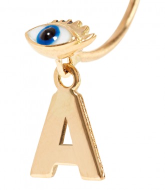 MICRO EVIL EYE EARRING - CHOOSE YOUR INITIAL