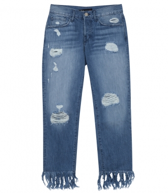 JEANS - CROPPED & FRINGED DISTRESSED JEANS