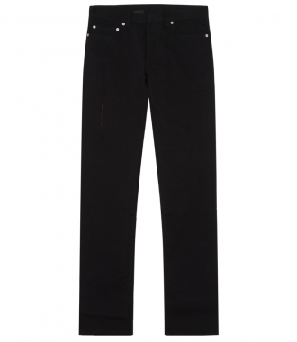 SALES - STRETCH COTTON DENIM JEANS WITH STITCH EMBROIDERY
