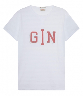 CLOTHES - GIN PRINT COTTON TEE WITH STRIPES