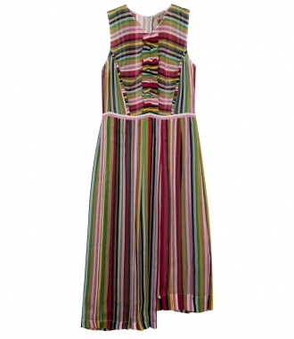 CLOTHES - MULTICOLOUR CHIFFON DRESS WITH MICRO ROUCHES