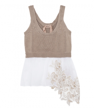CLOTHES - LAYERED KNITTED TANK WITH LACE HEM
