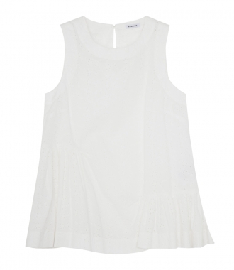 CLOTHES - COTTON FLARED TANK TOP WITH SIDE CURLING