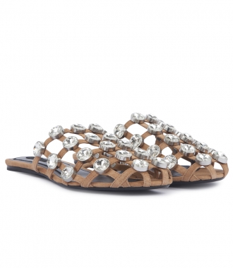 SHOES - JEWELED AMELIA SANDAL WITH GRID PATTERN