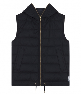 CLOTHES - PADDED HOODED VEST WITH DRAWSTRING WAISTBAND
