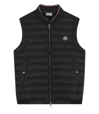 SALES - PADDED GILET WITH HIGH FRENCH FLAG COLORS TRIMMED COLLAR