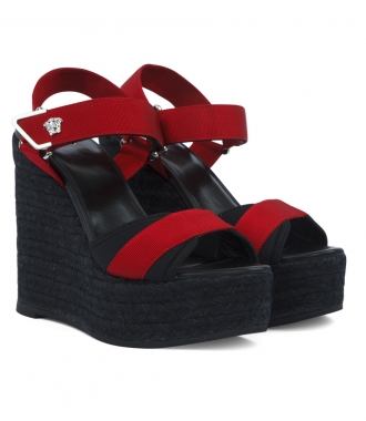 SHOES - RAFFIA OPEN TOE WEDGES WITH BRAIDED SOLE