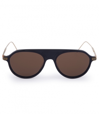Gifts for Him - NAVY & GOLD SUNGLASSES WITH DARK BROWN LENS