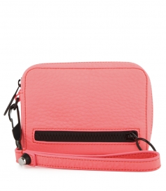 WALLETS - LARGE FUMO LARGE WALLET IN PEBBLED FLUO CORAL WITH MATTE BLACK