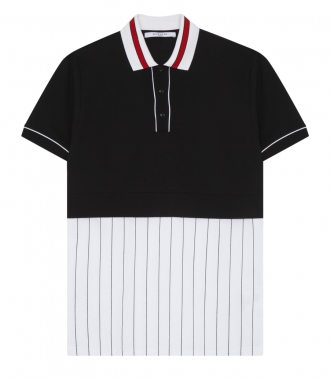 CLOTHES - LAYERED POLO WITH STRIPED COLLAR AND HEM
