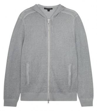 KNITWEAR - COTTON & LINEN BLEND LONG SLEEVE HOODIE WITH RIBBED HEM
