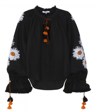 SALES - ASTER DAISY EMBROIDERED LINEN TUNIC