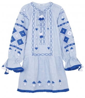 SALES - SKY BLUE SASHA MINI EMBROIDERED DRESS