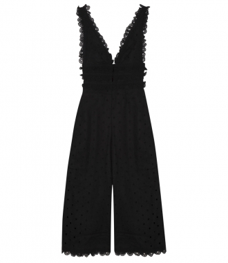 SALES - WINSOME CROP TEA JUMPSUIT WITH EYELET EMBROIDERY