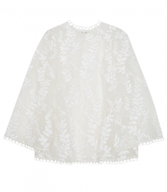 SALES - SHEER FLARED WINSOME VINE BLOUSE WITH FLUFFY EMBROIDERY