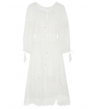 SALES - GOSSAMER SCALLOP LONG DRESS WITH SHOESTRING TIE