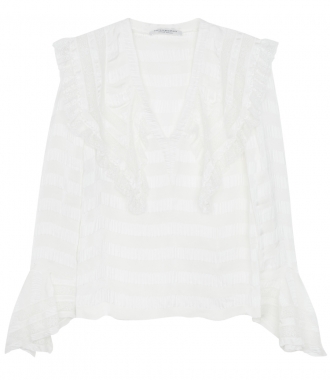 CLOTHES - CORSAIR WHITE BLOUSE WITH MATT AND SHINY STRIPES