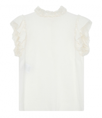 CLOTHES - COTTON GAUZE SLEEVELESS BLOUSE WITH MICRO RUSHED DETAILING