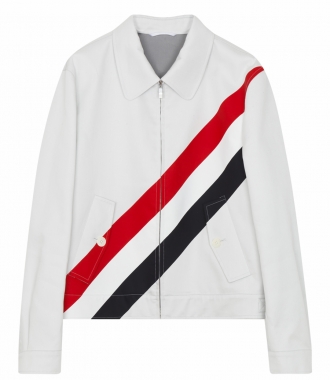 THOM BROWNE NEW YORK - TWO POCKET CASUAL JACKET IN COTTON FT TRICOLORED STRIPES