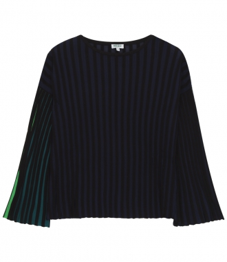 CLOTHES - COTTON BLEND LONG SLEEVE RIBBED PULLOVER FT INNER PLEATS
