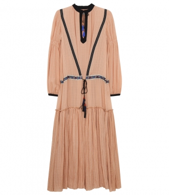 CLOTHES - BOHEMIAN MAXI DRESS IN SILK FT DRAWSTRING WAIST WITH TASSELS