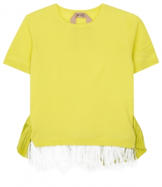 CLOTHES - COTTON TOP WITH SHORT SLEEVES AND FEATHERS INSERT