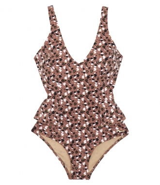 CLOTHES - THE EVA ALL OVER HEARTS PRINTED ONE-PIECE WITH SIDE RUFFLES