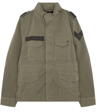CLOTHES - ARMY STYLE HIGH NECK FIELD JACKET WITH BEADED DETAILING