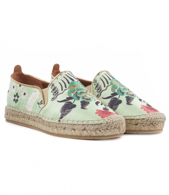 SHOES - JASCQUARD PRINTED ESPADRILLES WITH GOLDEN PIPING