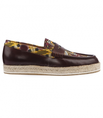 SHOES - MULTICOLORED LEATHER & CANVAS BLEND SLIP-ON LOAFERS