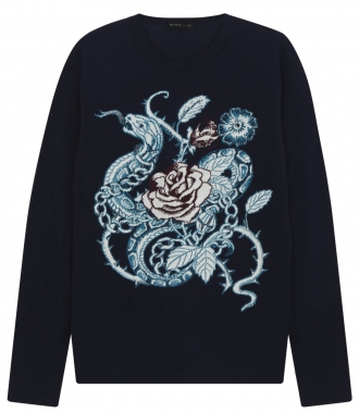 KNITWEAR - LONG SLEEVE CREWNECK KNITTED PULLOVER FT INTARSIA EMBROIDERY