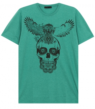CLOTHES - SKULL PRINTED CREWNECK T-SHIRT IN COTTON