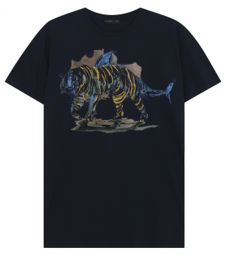 CLOTHES - TIGER PRINTED CREWNECK T-SHIRT IN COTTON