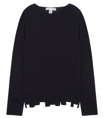 SALES - LONG SLEEVE CREWNECK KNITTED PULLOVER FT DISTRESSED RIBBED HEM