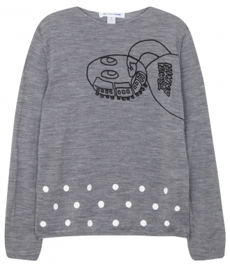 CLOTHES - LONG SLEEVE KNITTED PULLOVER FT POLKA DOT PRINTED HEM
