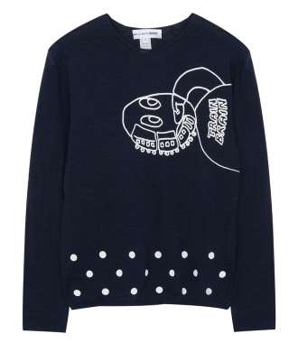 CLOTHES - LONG SLEEVE KNITTED PULLOVER FT POLKA DOT PRINTED HEM