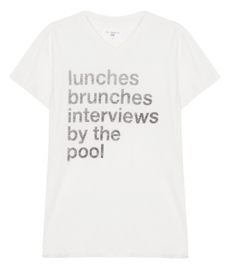 CLOTHES - POOLSIDE RULES PRINTED V NECK STRAIGHT HEM TEE