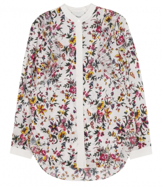 TOPS - FLORAL PRINTED LONG SLEEVE BLOUSE FT RUFFLE DETAILING