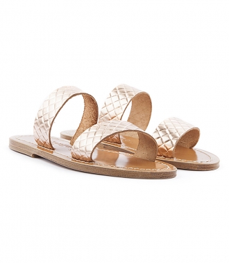 SALES - ANDROS FLAT SANDALS IN TEXTURED LEATHER