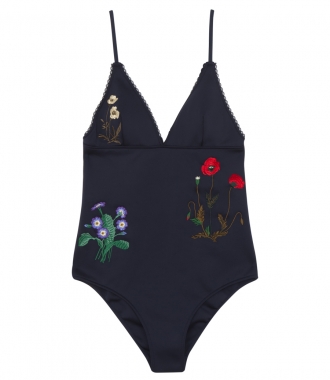 ONE-PIECE - BOTANICAL EMBROIDERED ONE PIECE SWIMSUIT FT SPAGHETTI STRAPS
