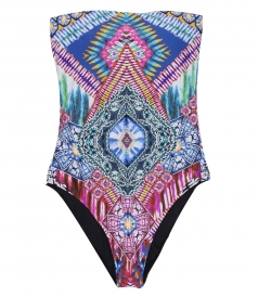 PILYQ - HINDI MULTICOLORED STRAPLESS ONE PIECE SWIMSUIT
