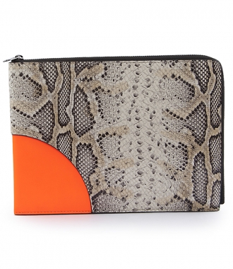 BAGS - COLOR-BLOCKED ANIMAL PRINTED LEATHER POUCH