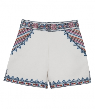 SHORTS - ZOYA  HIGH WAIST SHORTS FT MULTICOLORED EMBROIDERY